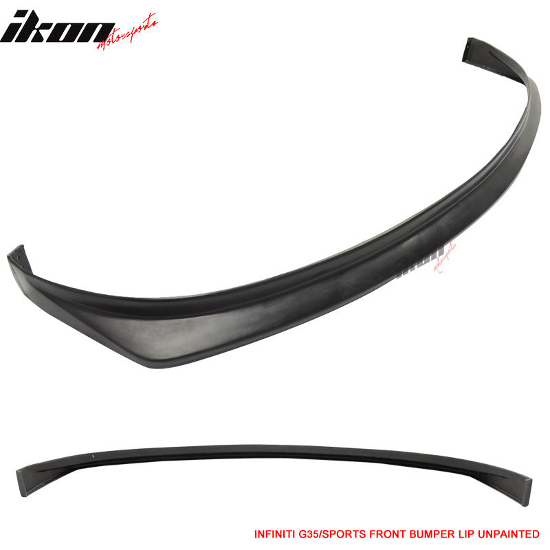 Fits 06-07 Infiniti G35 Sport Front Bumper Lip Spoiler Kit Unpainted Black PU