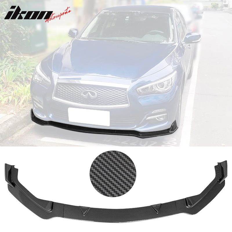 2014-2017 Infiniti Q50 Carbon Fiber Print 3PCS Front Bumper Lip PP