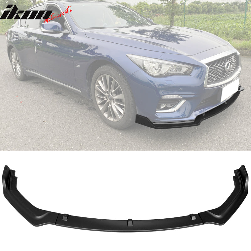 IKON MOTORSPORTS, Front Bumper Lip Compatible with 2018-2022 Infiniti Q50 Base/Non-Sport Models, PP 3PCS Add-On Front Protector Spoiler Splitter