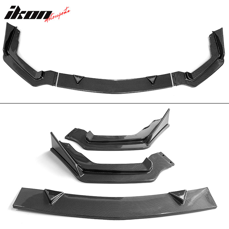 Fits 14-17 Infiniti Q50 Sport Model Only Carbon Fiber Print 3PC Front Bumper Lip