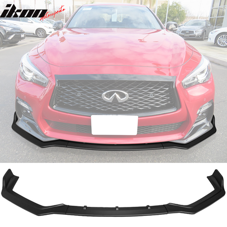 IKON MOTORSPORTS, Front Bumper Lip Compatible With 2018-2022 Infiniti Q50 Sport Models, PP 3PCS Add-On Front Protector Spoiler Splitter