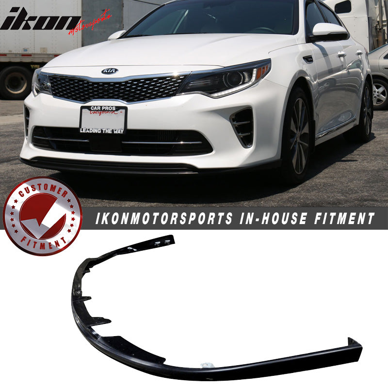 Front Bumper Lip Compatible With 2016 Kia Optima, ST Style Black PP Air Dam Chin Diffuser Spoiler Body Kit 4Dr by IKON MOTORSPORTS