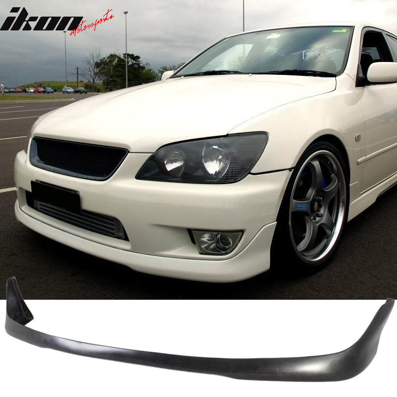 IKON MOTORSPORTS, Front Bumper Lip Compatible With 2001-2005 Lexus IS300 Sedan 4-Door, TRD Style PU Air Dam Chin Diffuser Front Bumper Splitter, 2002 2003 2004