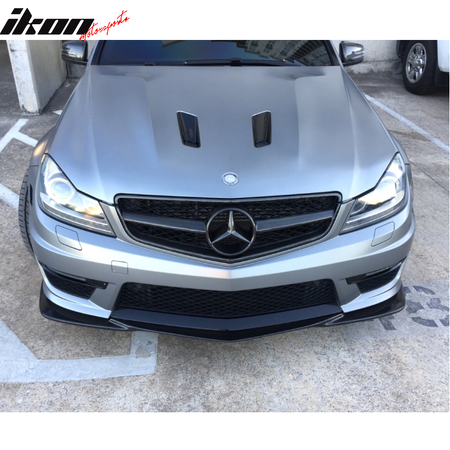 IKON MOTORSPORTS, Front Bumper Lip Compatible With 2012-2014 Benz W204C-Class C63 AMG, GH Style ABS Painted Front Lip Protector Air Dam Chin Splitter