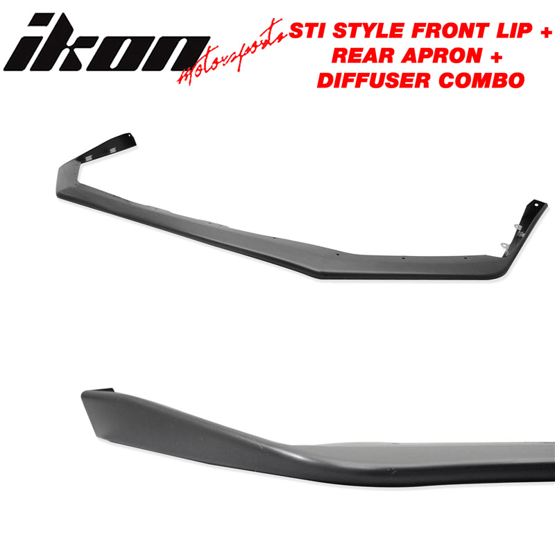 Compatible With 2015-2017 Subaru WRX STI Style Front Lip + Rear Aprons + Rear Diffuser