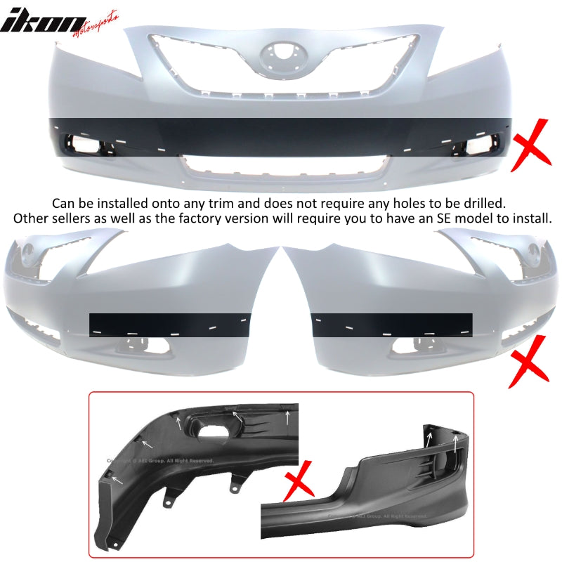 Fits 07-09 Toyota Camry Unpainted Black OE Factory SE Style Front Bumper Lip PU