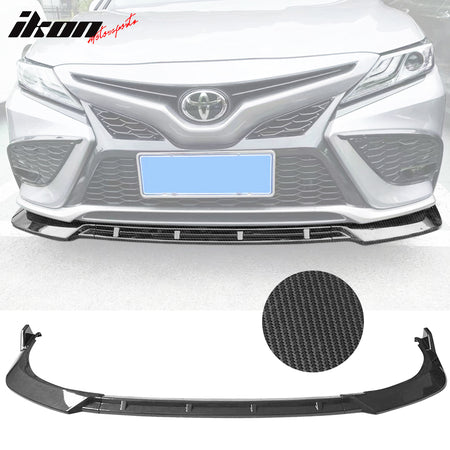 IKON MOTORSPORTS, 3PCS Front Bumper Lip Compatible With 2021-2023 Toyota Camry SE, Front Bumper Lip Spoiler Splitter Kit IKON Style PP