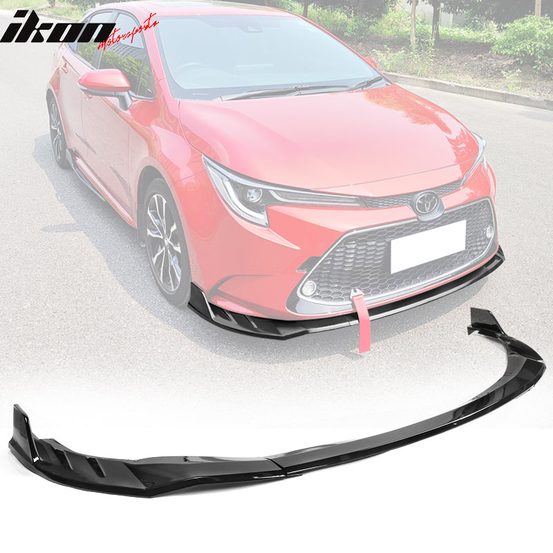 IKON MOTORSPORTS, Front Bumper Lip Compatible With 2020-2022 Toyota Corolla L, LE, XLE, Hybrid LE Only, Guard Protection Finisher Under Chin Spoiler