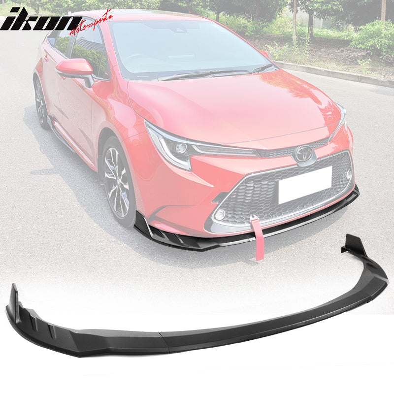 IKON MOTORSPORTS, Front Bumper Lip Compatible With 2020-2022 Toyota Corolla L, LE, XLE, Hybrid LE Only, Guard Protection Finisher Under Chin Spoiler