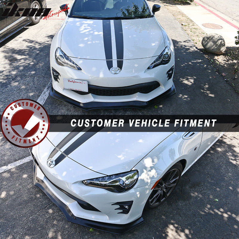 Front Bumper Lip Compatible With 2017-2020 Toyota 86, IKON V4 Style Black PU Front Lip Finisher Under Chin Spoiler Add On By IKON MOTORSPORTS