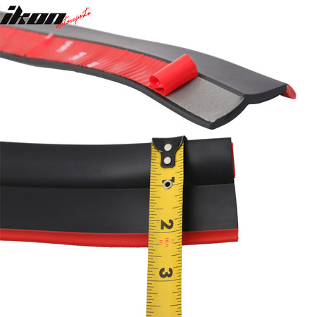 100 Inch Quick Lip Type 1 Universal Front Bumper Chin Lip Soft Protector Sticker Black / Red Trim