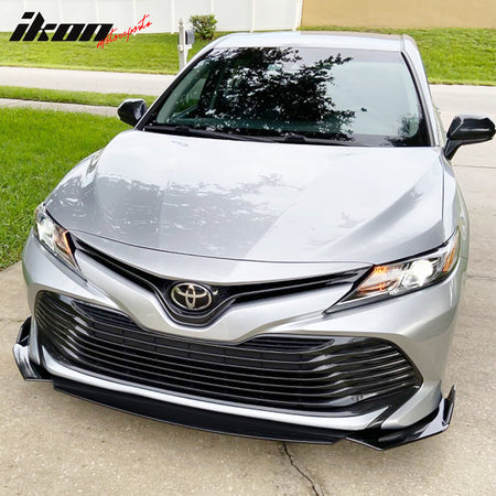 Universal A Style Front Bumper Lip Chin Spoiler Air Dam Carbon Fiber Print / Gloss Black