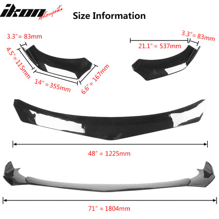 Universal B Style Front Bumper Lip Chin Spoiler Air Dam Carbon Fiber Print / Gloss Black