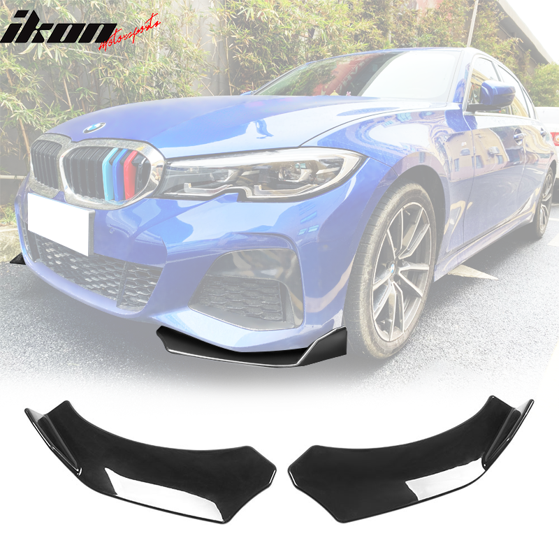 Universal Gloss Black Front Lip Splitter Chin Spoiler Air Dam 2PC