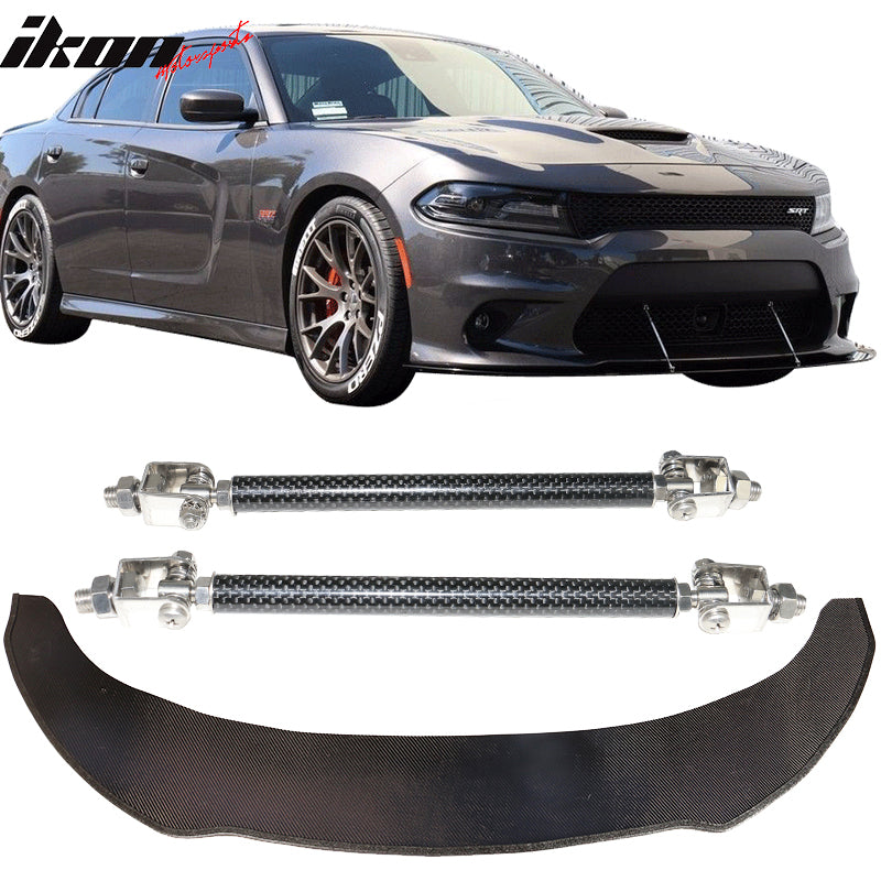 Fits 15-23 Charger SRT8 392 Scat Pack CF Front Lip & Splitter Rod