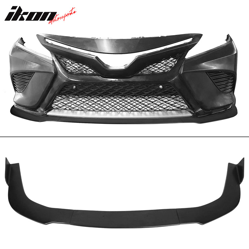 2018-2020 Toyota Camry SE IKON Style Front Bumper Lip Spoiler PU 3PC