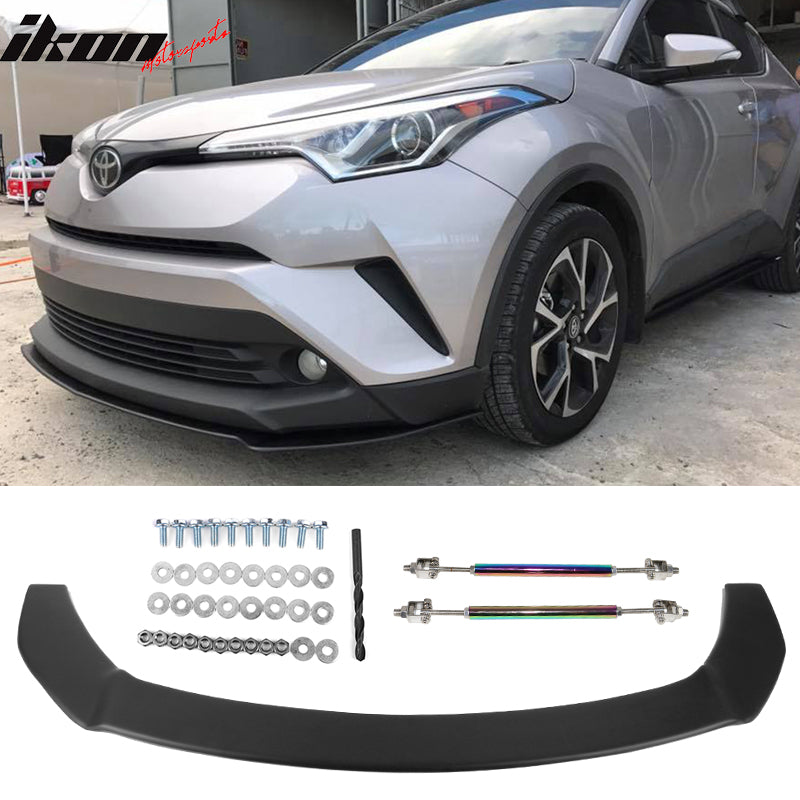 2018-2019 Toyota CHR Front Splitter Lip Matte Black PP & NEO Rods