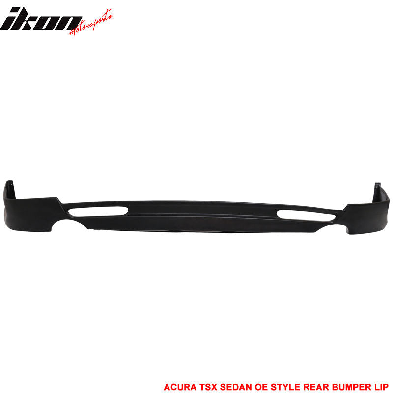 Rear Bumper Lip Compatible With 2004-2005 Acura TSX, Factory Style Black PU Rear Lip Finisher Under Chin Spoiler Underspoiler Splitter Valance Underbody Bumper Fascia Add On by IKON MOTORSPORTS