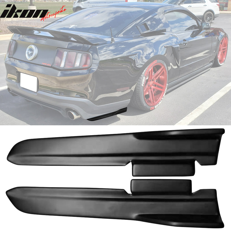 IKON MOTORSPORTS, Rear Aprons Compatible With 2010-2014 Ford Mustang, LS Style PP Rear Bumper Lip Diffuser Canards Winglet Pair