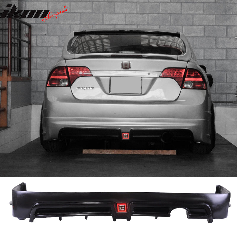 Compatible With 2009-2011 Honda Civic Urethane HF-P Front & Rear Bumper Lip & Brake Lamp