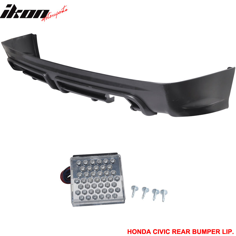 Compatible With 2006-2011 Honda Civic Rear Bumper Lip Spoiler Dual Exhaust Outlet