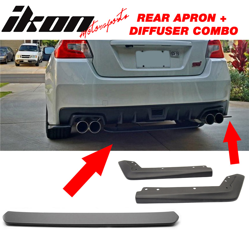 2015-2021 Subaru WRX STI 2 Piece Rear Aprons + Rear Diffuser ABS