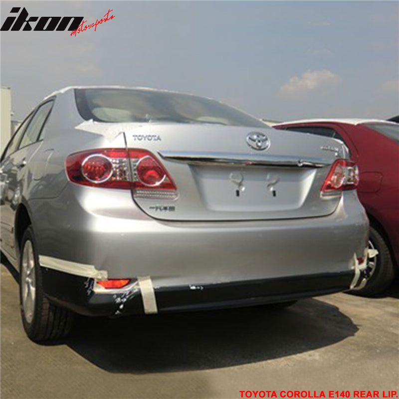 Rear Bumper Lip Compatible With 2011-2013 Toyota Corolla, Factory Style PP Black Rear Lip Spoiler Splitter by IKON MOTORSPORTS, 2012