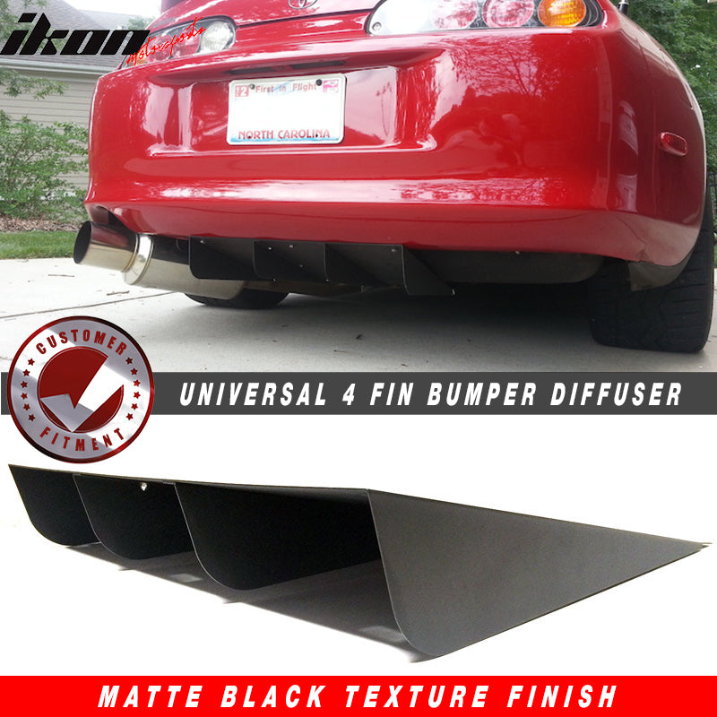 Universal 22" x 21" Texture Rear Bumper Canards 4 Shark Fins Aluminum