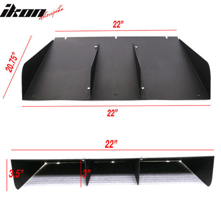 22"x21" Universal Rear Bumper Diffuser Canards 4 Shark Fins Matte Black Aluminum