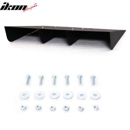 22"x21" Universal Rear Bumper Diffuser Canards 4 Shark Fins Matte Black Aluminum