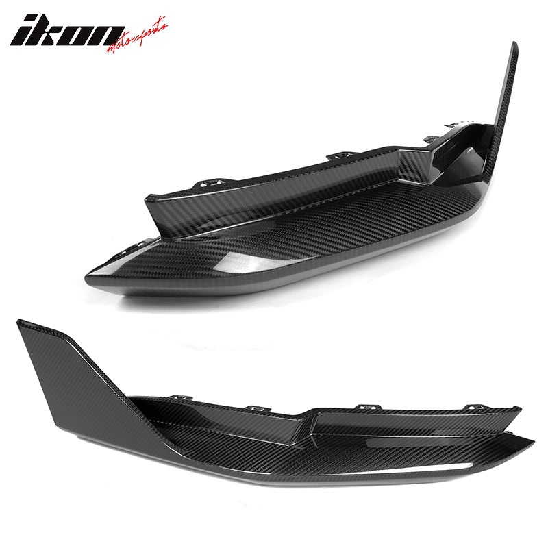 IKON MOTORSPORTS, Dry Carbon Fiber Rear Bumper Splitters Compatible With 2021-2023 BMW G80 M3 Sedan, 2PCS Rear Bumper Lip Diffuser Splitters MP Style Direct Replacement