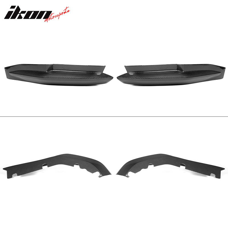 IKON MOTORSPORTS, Dry Carbon Fiber Rear Bumper Splitters Compatible With 2021-2023 BMW G80 M3 Sedan, 2PCS Rear Bumper Lip Diffuser Splitters OE Style