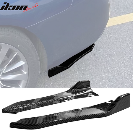 IKON MOTORSPORTS, Rear Bumper Lip Compatible With 2014-2022 Infiniti Q50, PP Rear Bumper Splitter Diffuser Pair