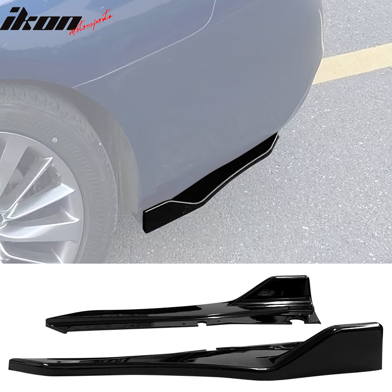 IKON MOTORSPORTS, Rear Bumper Lip Compatible With 2014-2022 Infiniti Q50, PP Rear Bumper Splitter Diffuser Pair