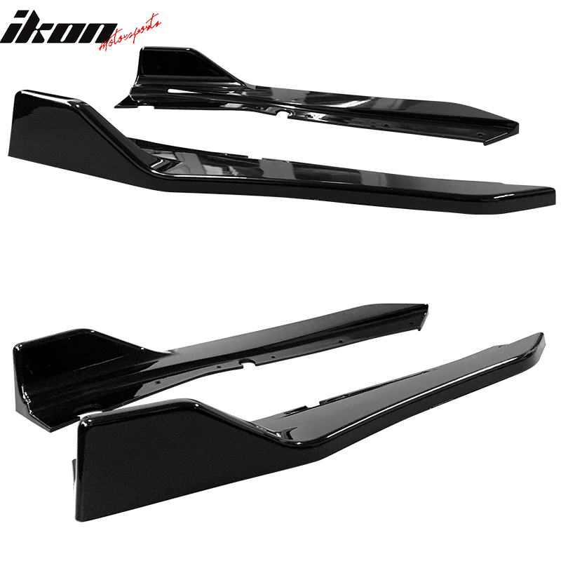 IKON MOTORSPORTS, Rear Bumper Lip Compatible With 2014-2022 Infiniti Q50, PP Rear Bumper Splitter Diffuser Pair