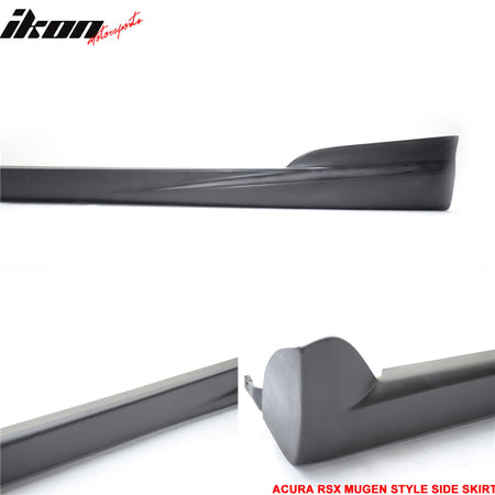 Fits 02-06 Acura RSX Mugen Style Side Skirts Skirt Unpainted Black  PU