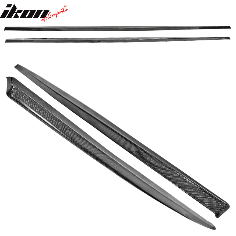 IKON MOTORSPORTS, Side Skirts Compatible With 2011-2016 BMW F10 Mtech, Matte Carbon Fiber MP Style Side Skirt Extension Rocker Panel Driver Passenger, 2012 2013 2014 2015