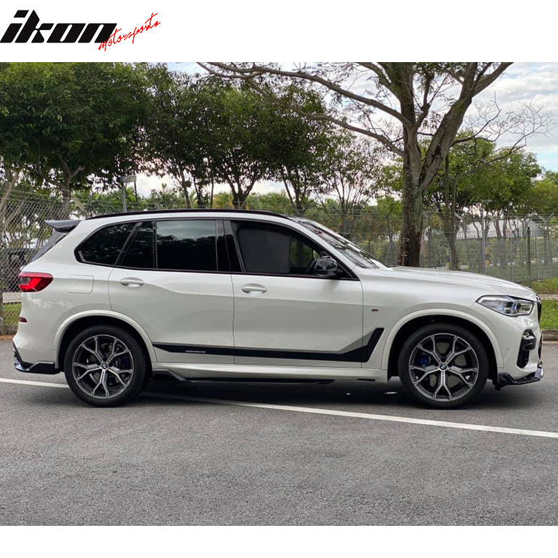 IKON MOTORSPORTS, Side Skirts Compatible With 2019-2025 BMW G05 X5 M Sport, IKON Style PP Injection Side Extension Bottom Line Gloss Black