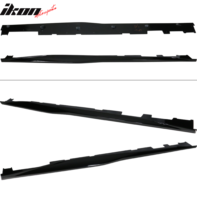 Fits 16-24 Chevy Camaro ZL1 Style Gloss Black Side Skirts ABS Pair