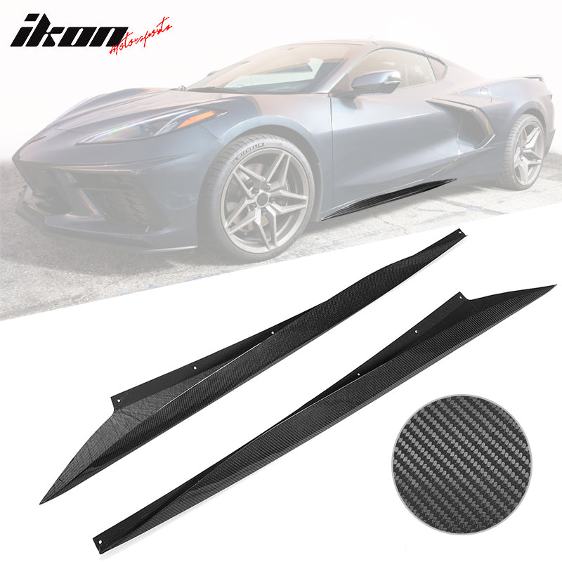 2020-2025 Chevy Corvette C8 Z51 Style Carbon Fiber CF Side Skirts 2PCS