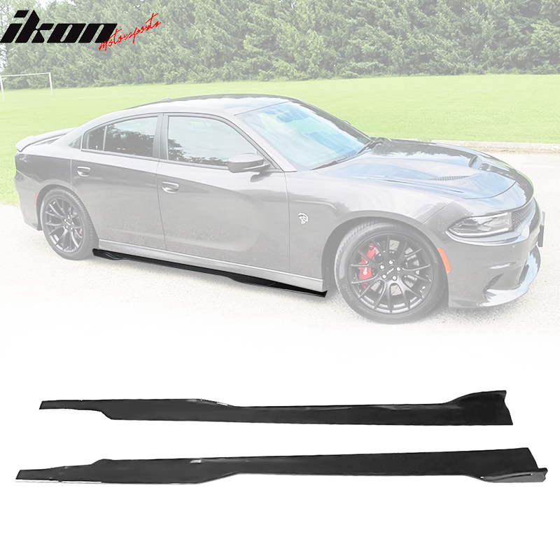 Fits 15-23 Dodge Charger SRT Side Skirts Extension Rocker Panel PP - Gloss Black