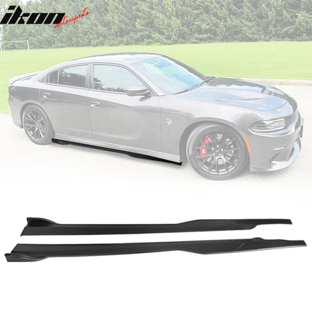 Fits 15-23 Dodge Charger SRT Side Skirts Extension Rocker Panel PP - Gloss Black