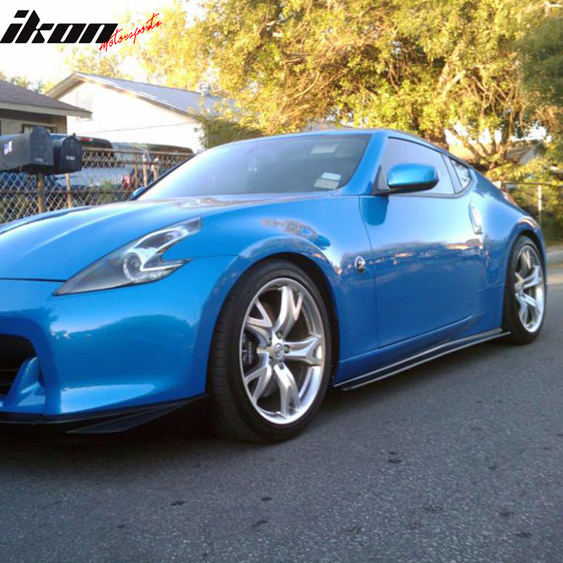 IKON MOTORSPORTS ,Side Skirts Compatible With 2009-2020 Nissan 370Z, Aero Jacket Style Rocker Panel Bottom Line Lip Passenger Driver Side PU Polyurethane, 2010 2011 2012 2013 2014