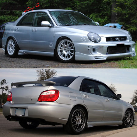 Side Skirts Compatible With 2002-2007 Subaru Impreza, JDM Style PU Side Bottom Line Extension by IKON MOTORSPORTS, 2003 2004 2005 2006