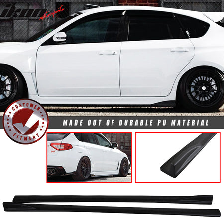 Side Skirts Compatible With 2008-2014 Subaru Impreza WRX STI, Black PU Sideskirt Rocker Moulding Air Dam Chin Diffuser Bumper Lip Splitter by IKON MOTORSPORTS, 2009 2010 2011 2012 2013