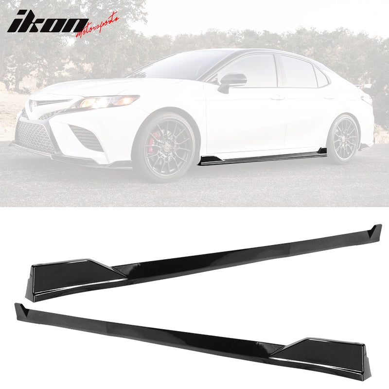 IKON MOTORSPORTS, Side Skirts Compatible With 2018-2022 Toyota Camry, TRD Style PP Side Extensions Line Protector Rocker Panel Splitter Left Right Side