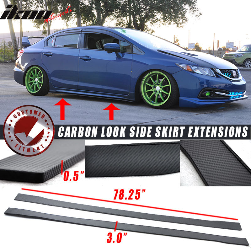 78"x3" Universal Side Skirt Extension Flat Bottom Lip Rocker Panel