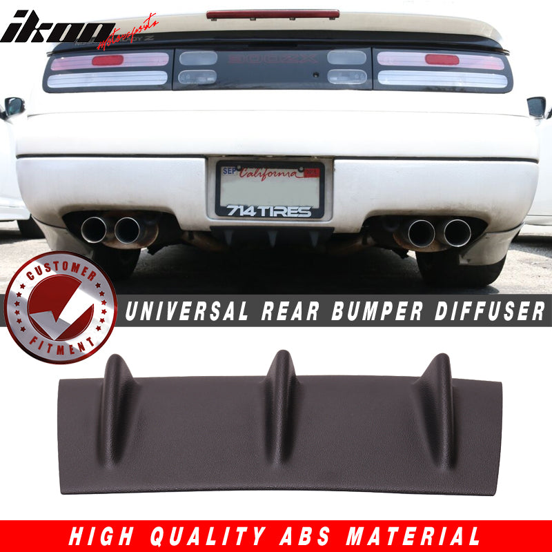 Universal 14" x 6" Ikon Style Matte Black Rear Bumper Lip Diffuser ABS