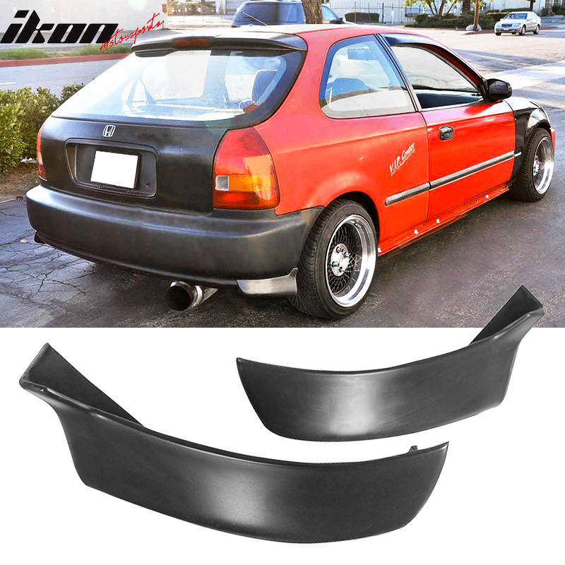 Compatible With 1999-2000 Honda Civic EK SIR PU Front Bumper Lip + 2PC Rear Bumper Lip Valance Spats