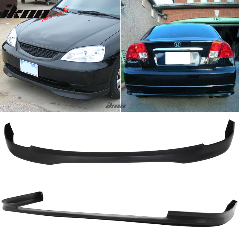 Fits 01-03 Honda Civic TR Front + Rear Bumper Lip - PP